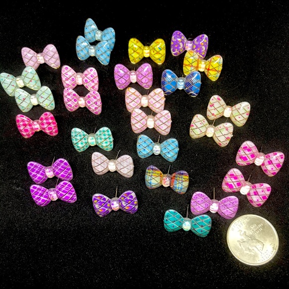 Pink Floral Bow Kawaii Handmade Stud Earrings Preppy Cute Trendy Unique - Picture 9 of 9